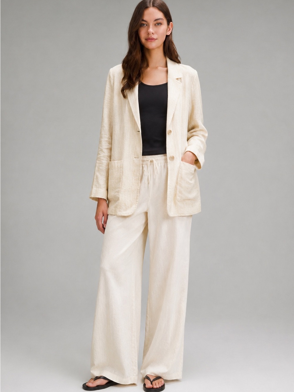 Monki Textured Cream Blazer Jacket – Relaxed Fit Neutral Layer Size M